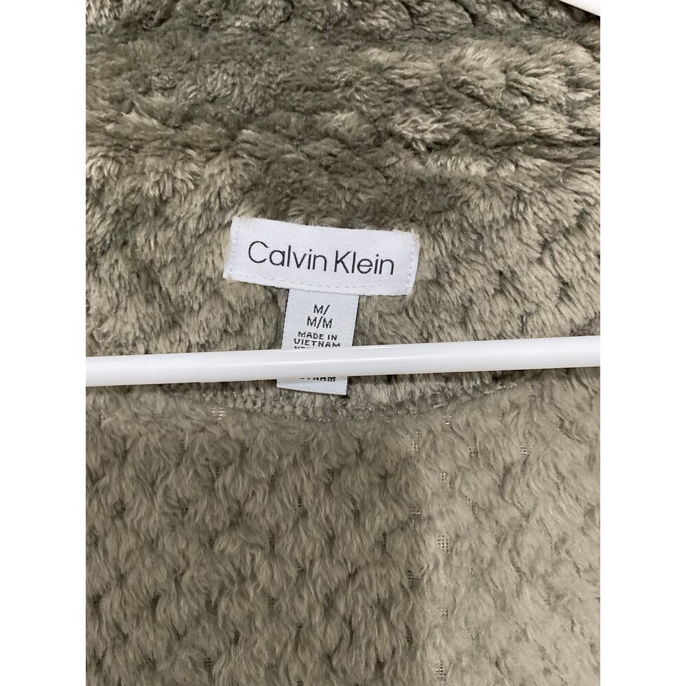 Calvin Klein Green Fuzzy Fleece Full-Zip Jacket Size Medium Teddy Bear - Picture 5 of 7